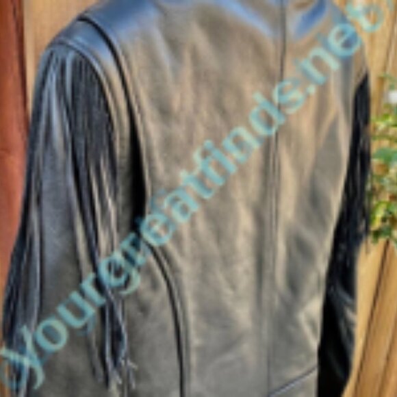Genuine Harley-Davidson Black Leather Fringed Jacket Womens' Medium - Picture 4 of 10